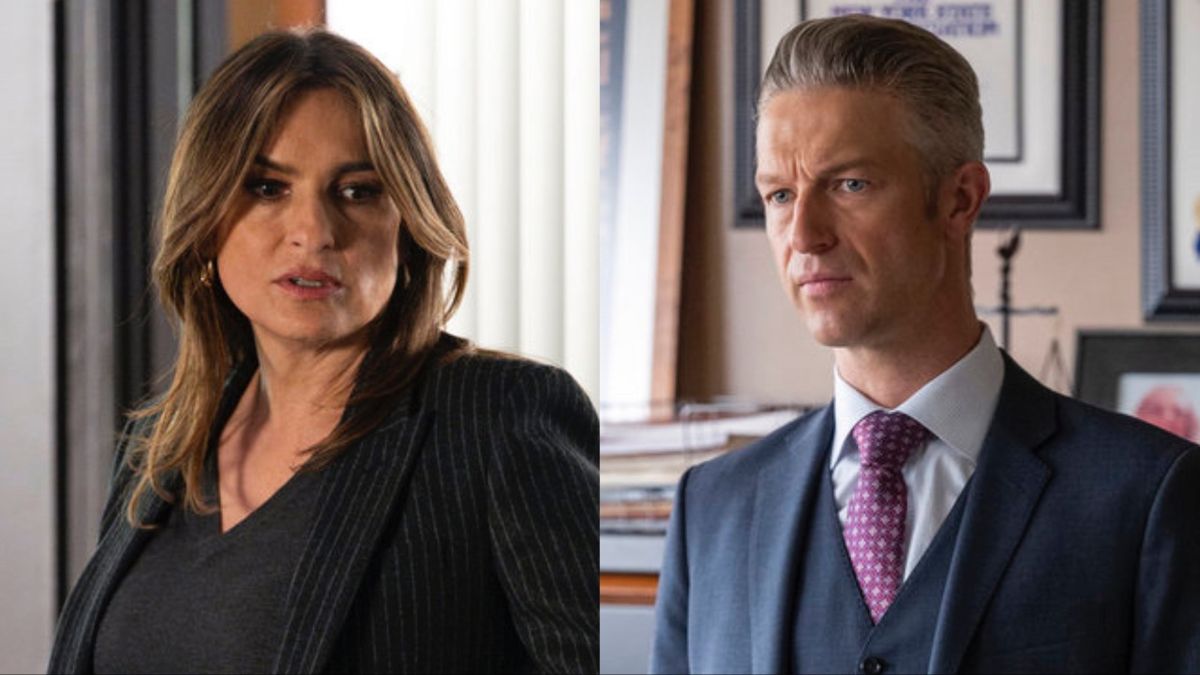 Mariska Hargitay as Olivia Benson and Peter Scanavino as Dominic Carisi in Law &amp; Order: SVU Season 26x09