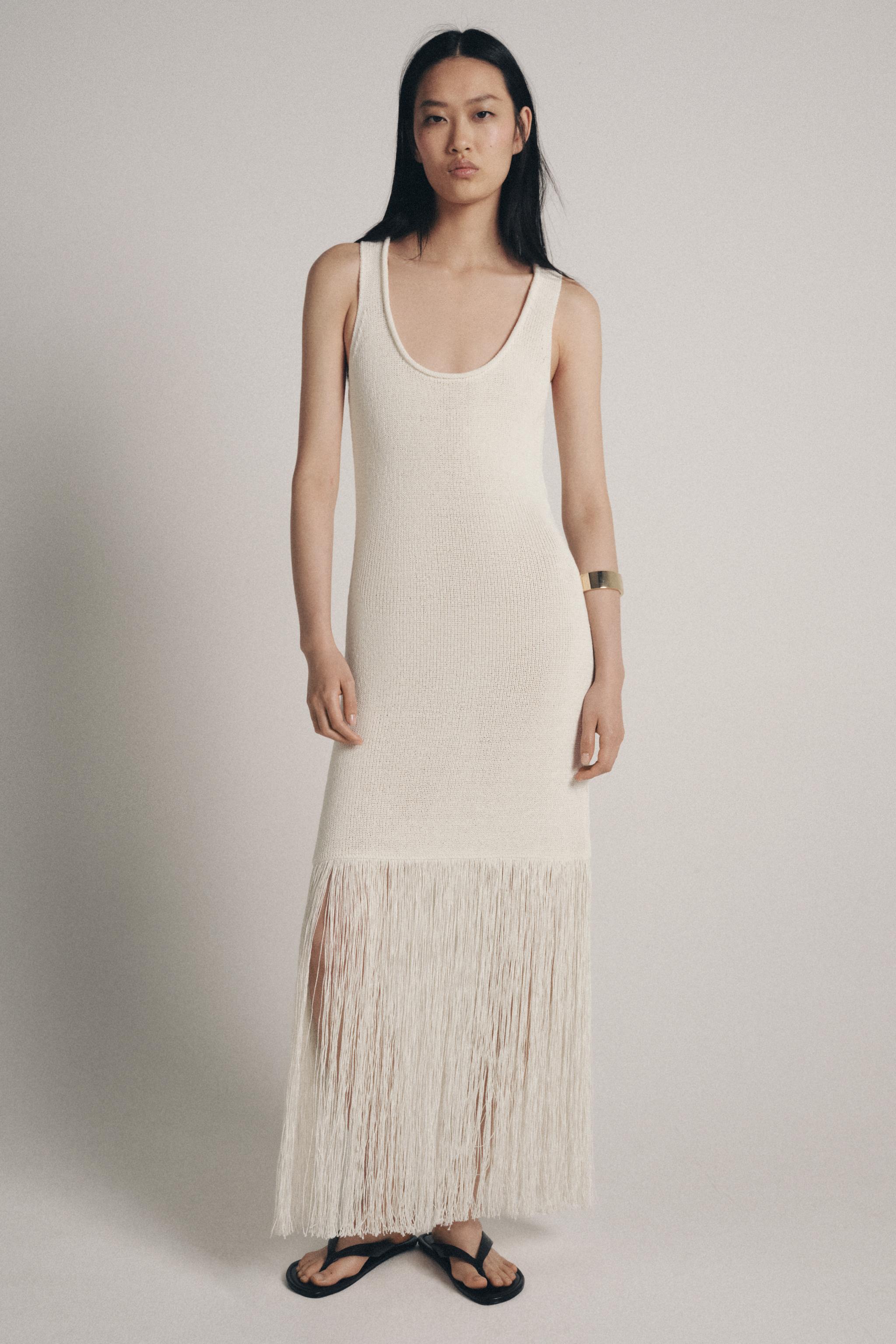 Fringed Knit Dress