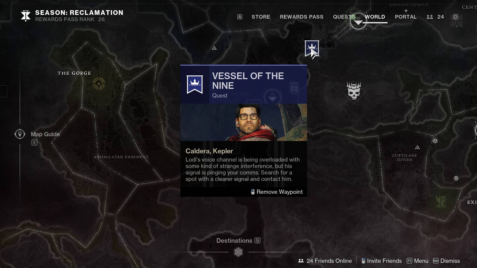 Destiny 2 Edge of Fate Vessel of the Nine quest on Kepler map