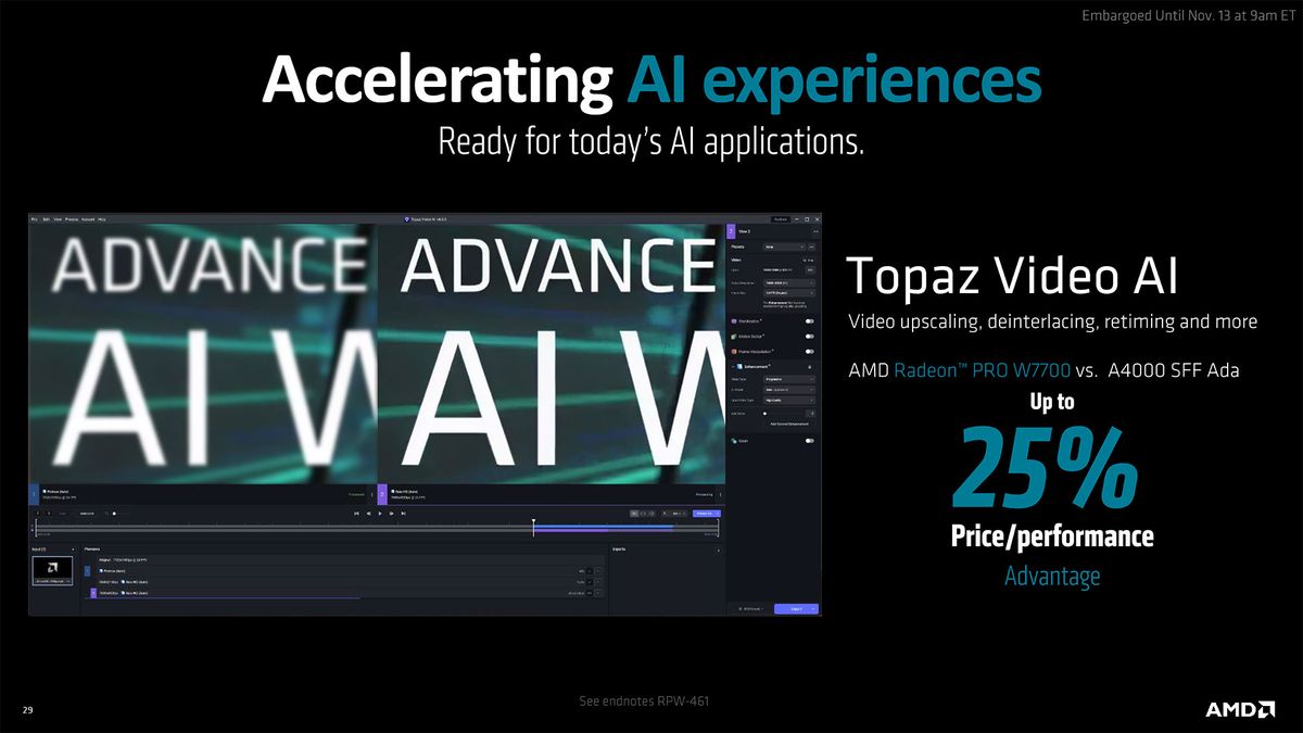 AMD Radeon Pro W7700 Slide Deck