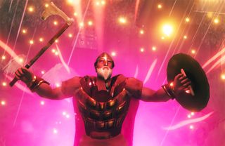 A Viking being filled with magic power