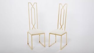 Pair of brass chairs signed by Alain Delon for Jean-Charles 1970s, £4,787