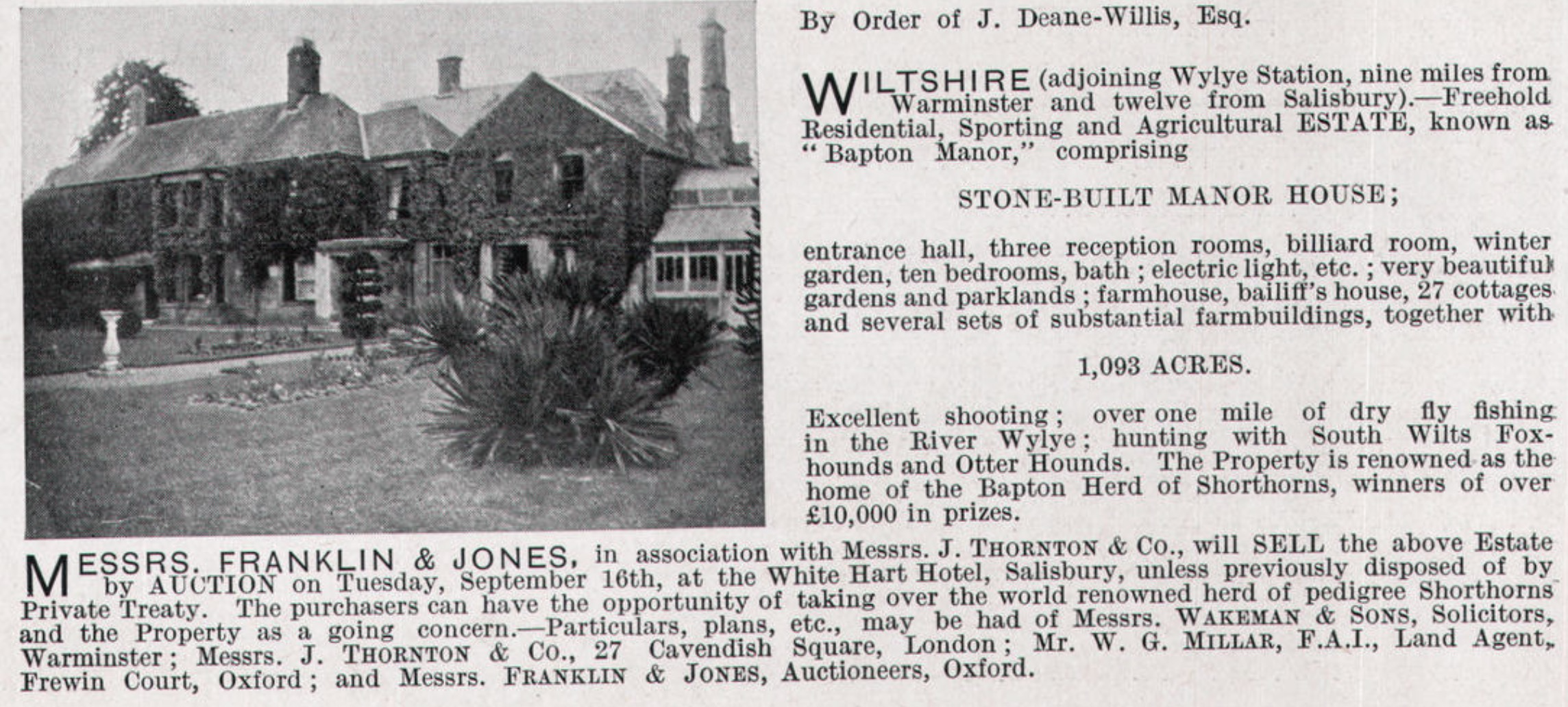 Country Life Picture Library Bapton Manor advert 1924