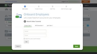RoboForm for Business has an onboarding wizard for setting up password policies for an organisation