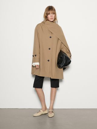 massimo dutti, Cotton trench coat with scarf