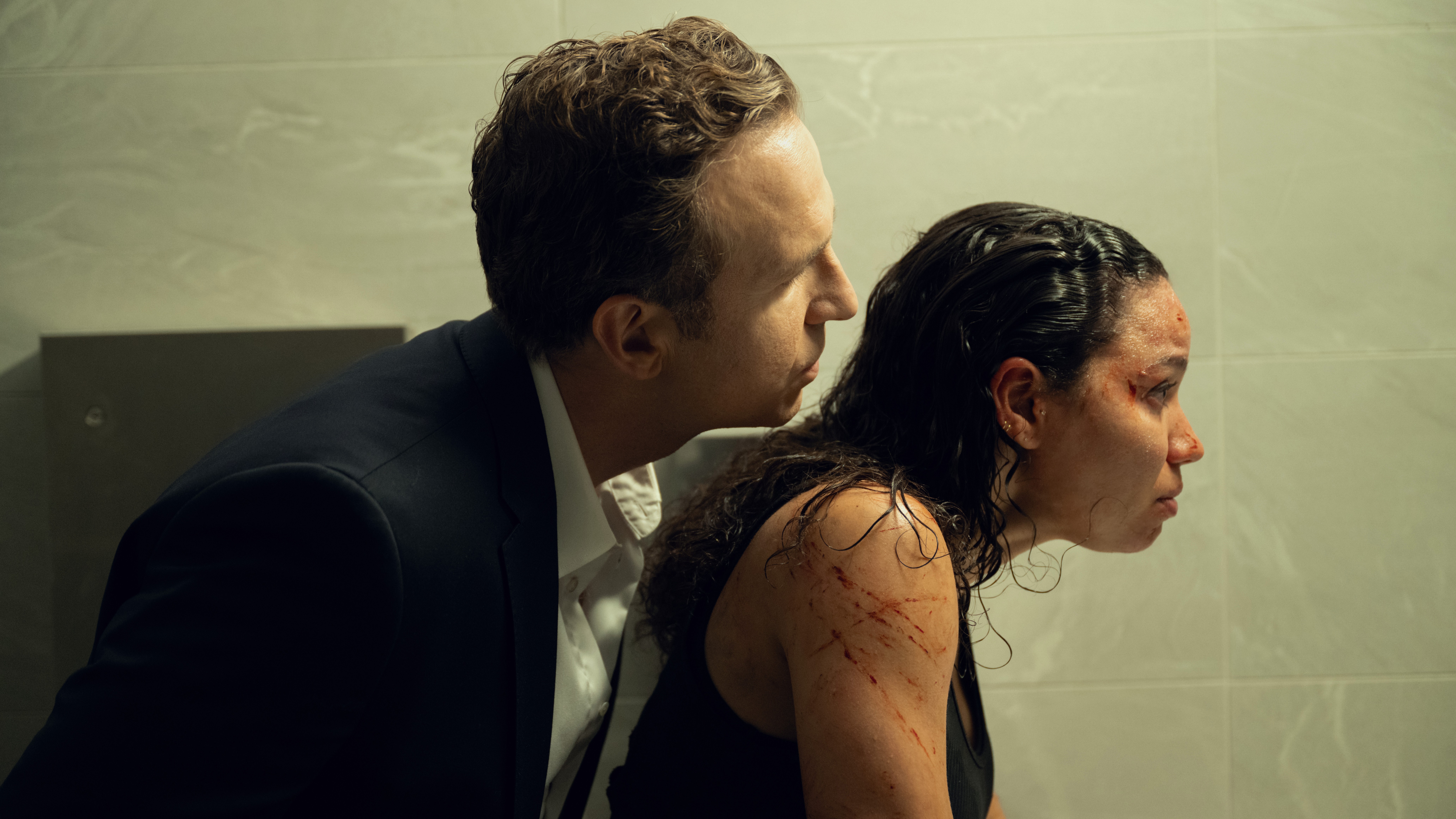 Rafe Spall and Jurnee Smollett in "Smoke," now streaming on Apple TV Plus.