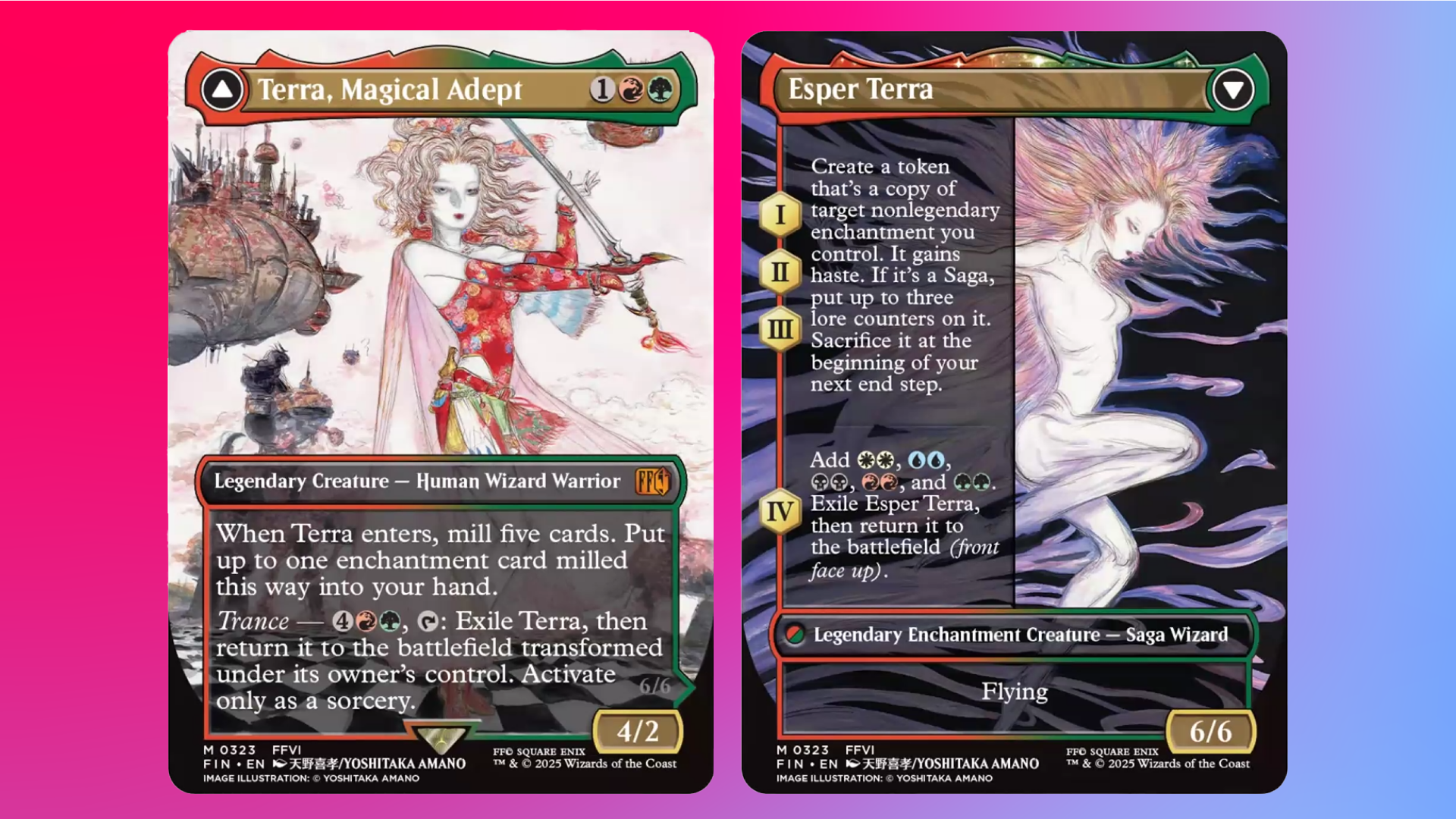 Magic the Gathering cards featuring Final Fantasy characters