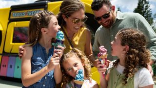 Family eating Trolls Treats ice cream at DreamWorks Land