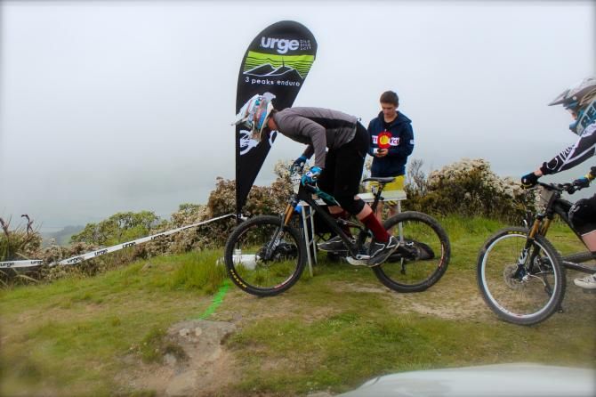 Cam Cole leads off the downhill riders from Mt. Cargill.