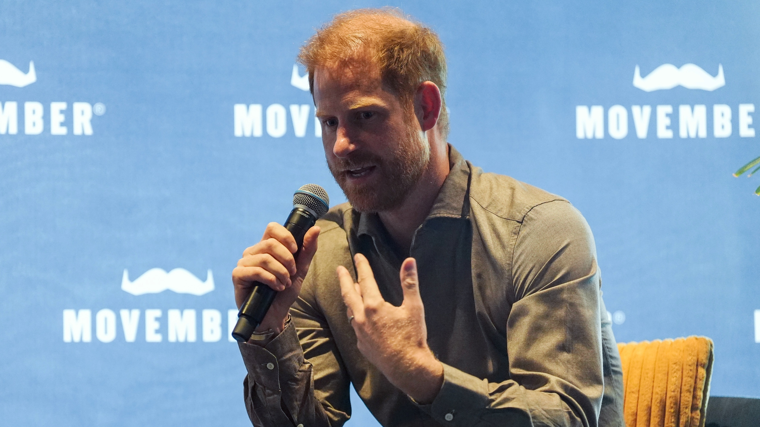 Prince Harry, Duke of Sussex takes part in a Q&amp;amp;A session during a visit to Movember at the Western Bulldogs HQ at Mission Whitten Oval on April 15, 2026