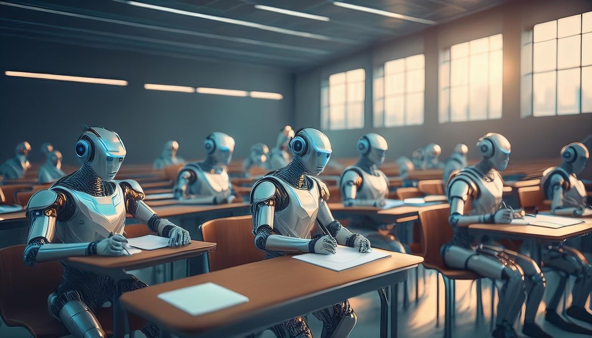 Adobe Firefly 3 image of robots taking an exam