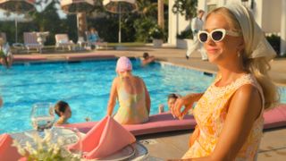 This is an image of the actress Kristen Wiig, in the film Palm Royale