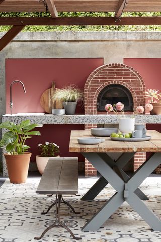 Outdoor kitchen of Mediterranean garden