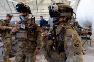 U.S. military members wearing Microsoft Hololens headsets
