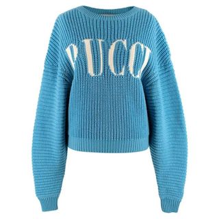 Emilio Pucci Pre-Loved Blue Logo Merino Wool Jumper