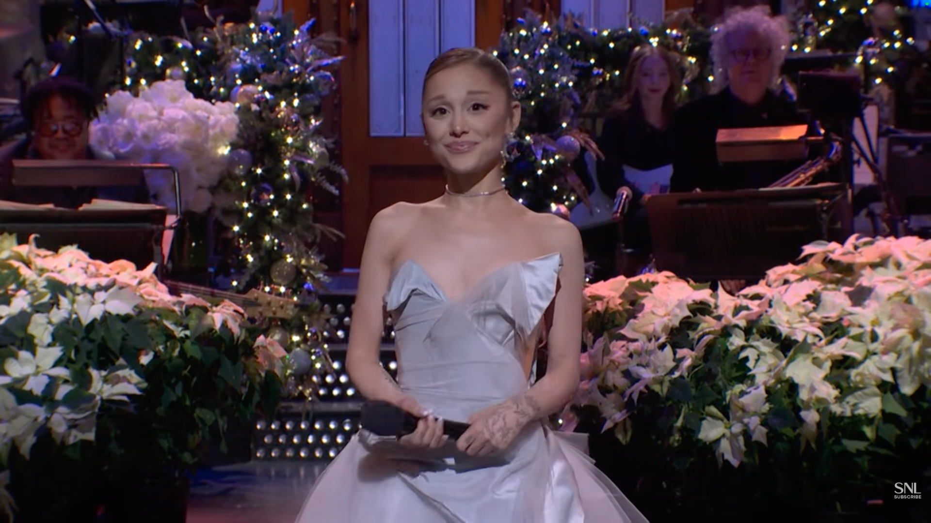 Ariana Grande wearing vintage Vivienne Westwood Bridal Couture on SNL on December 20