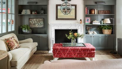 Cozy fall living room with fireplace 