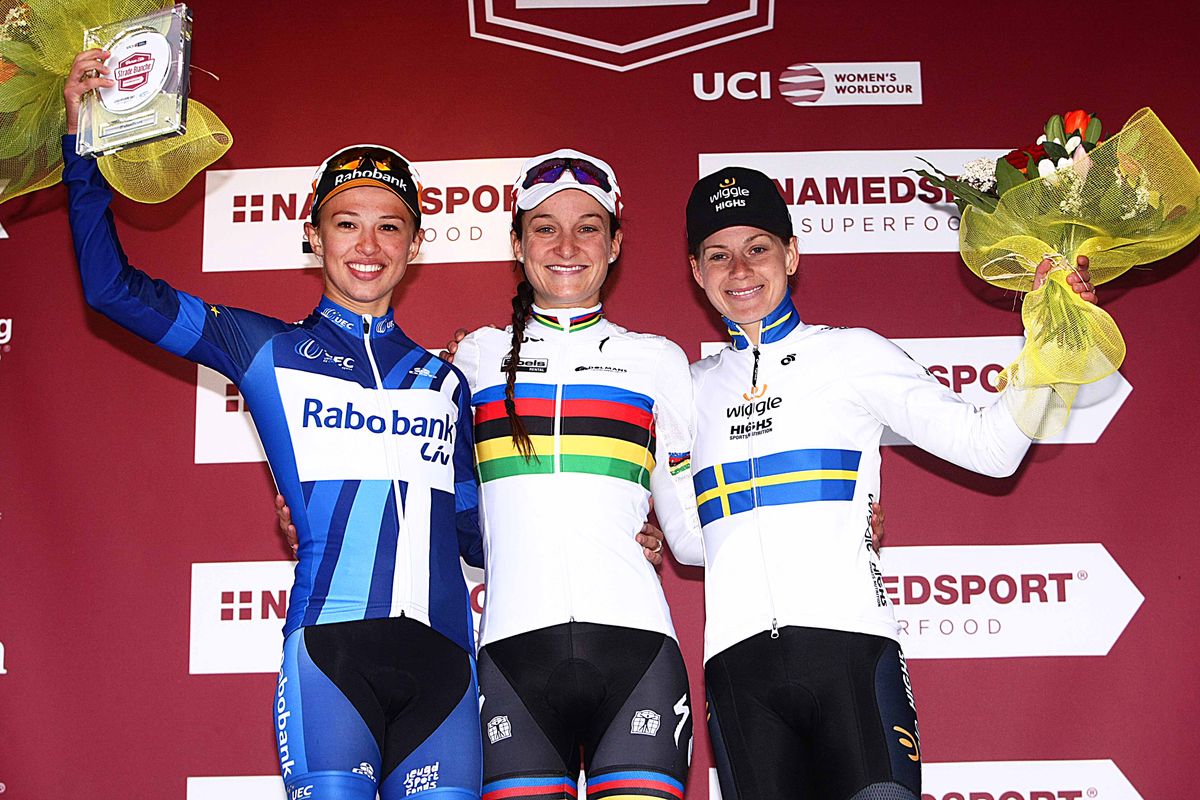 Katarzyna Niewiadoma, Lizzie Armitstead and Emma Johansson made up the podium
