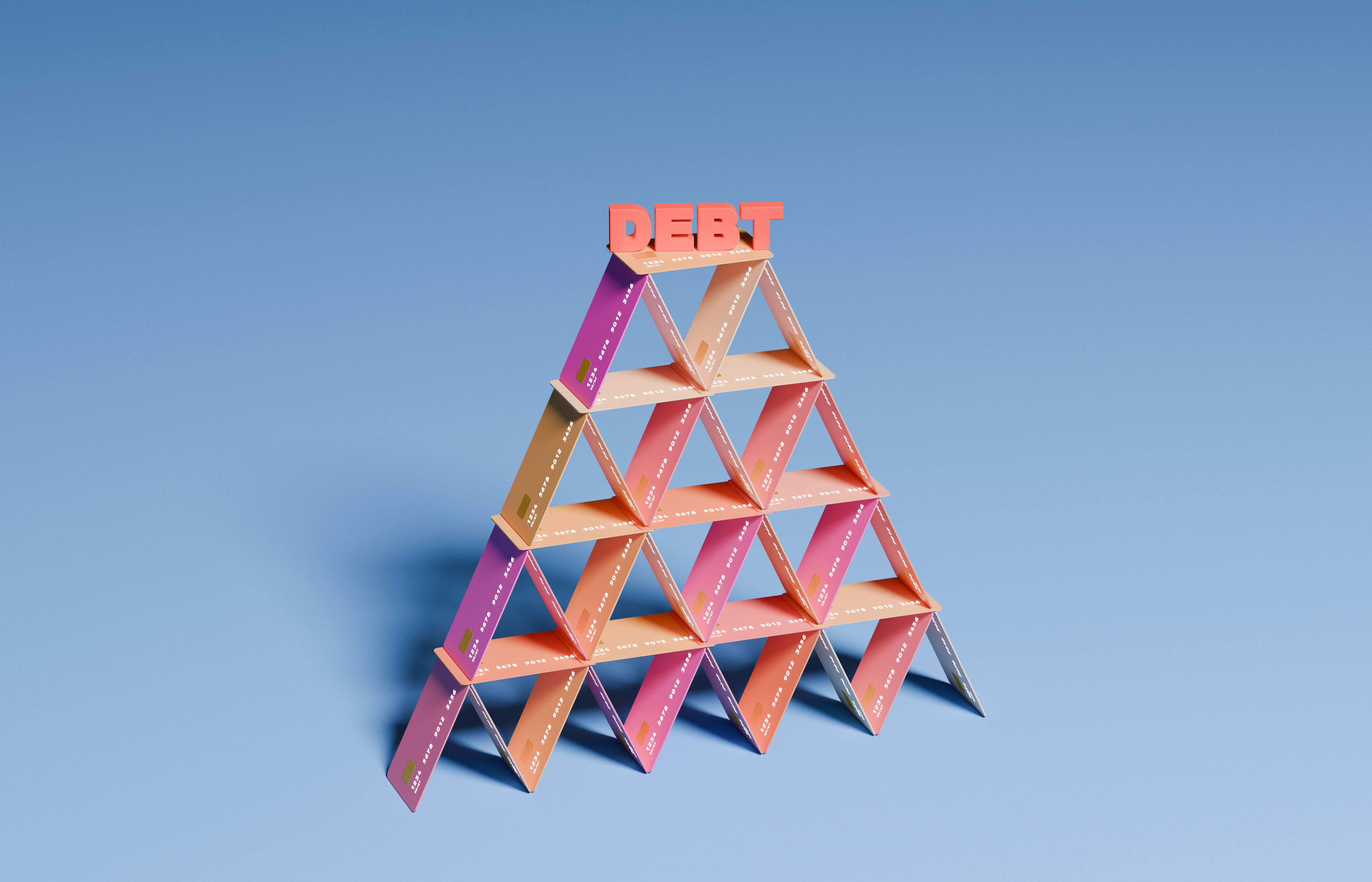 House of cards made of credit card debt