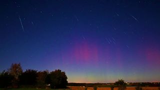 This long-exposure image taken by Jesper Grønne in Denmark shows many Draconid meteors streaking out of the sky, October 2011.