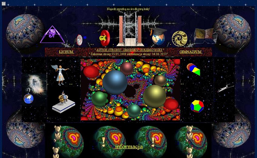A screenshot of a garish website homepage.