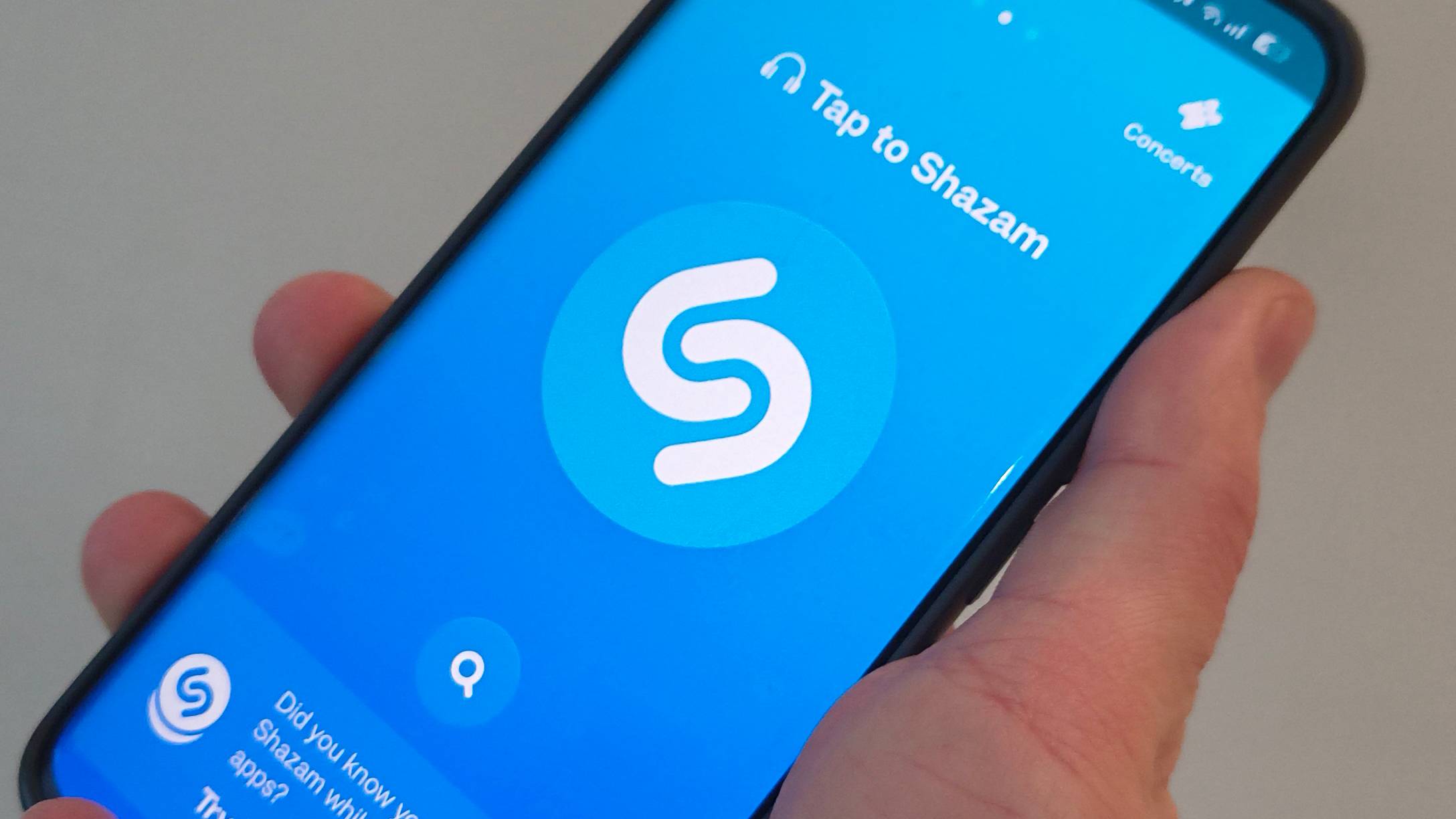 The Shazam app on a Realme phone.