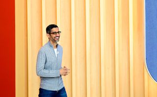 Google CEO Sundar Pichai pictured at the tech giant's annual I/O developer conference in 2023.