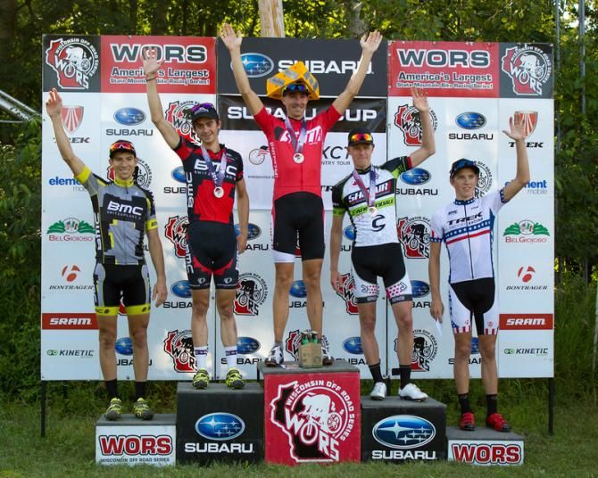 From left to right. Kerry Werner 4th, Stephen Ettinger 2nd, Todd Wells 1st, Max Plaxton 3rd, Russel Finsterwald 5th