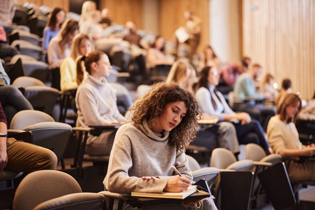 Students in lecture hall at university