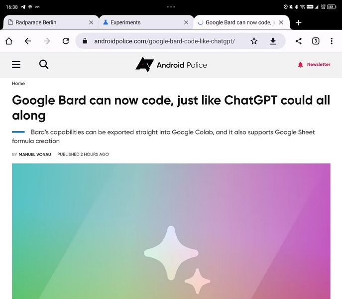 The old tab design on Google Chrome for foldables and tablets.