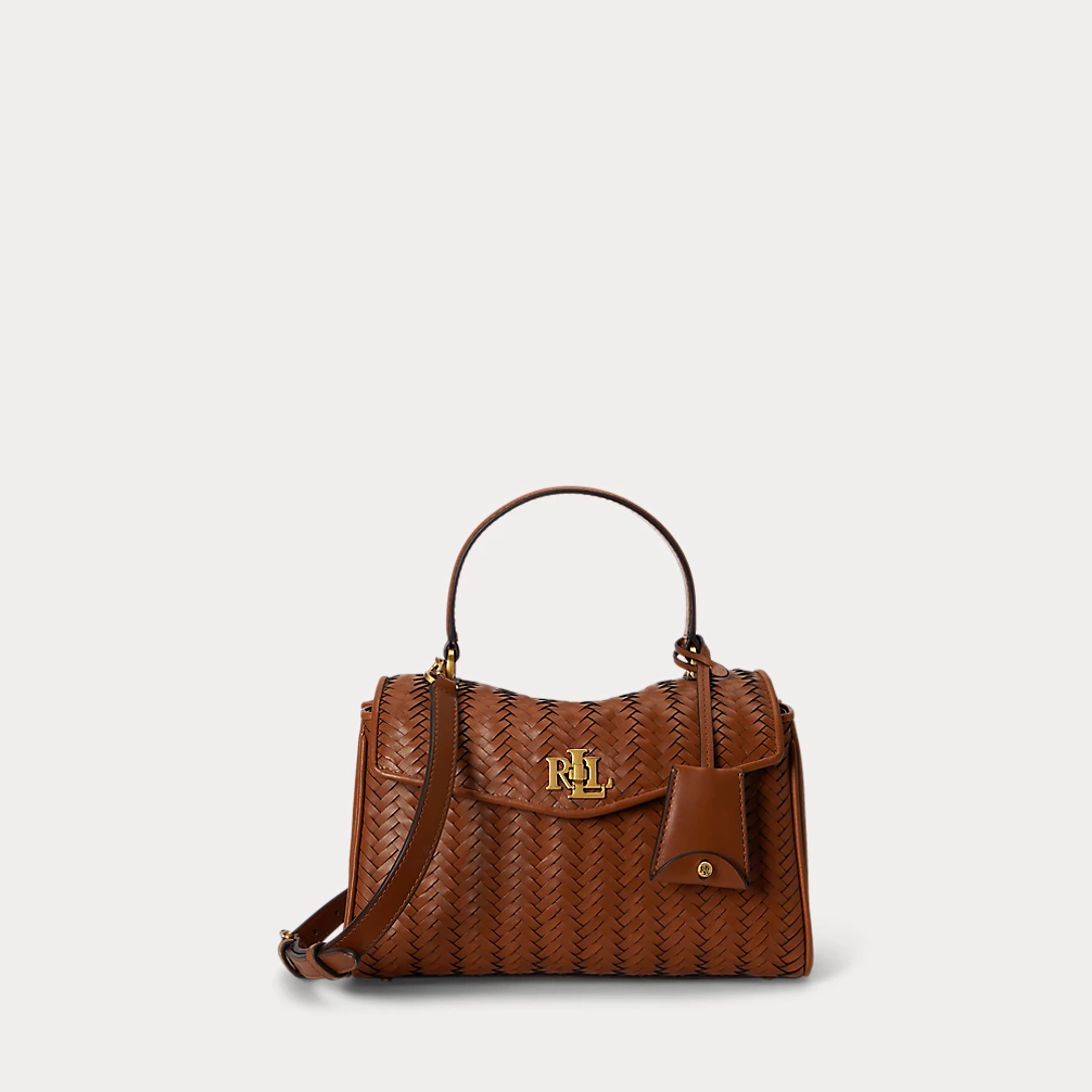 Woven Leather Small Farrah Soft Satchel