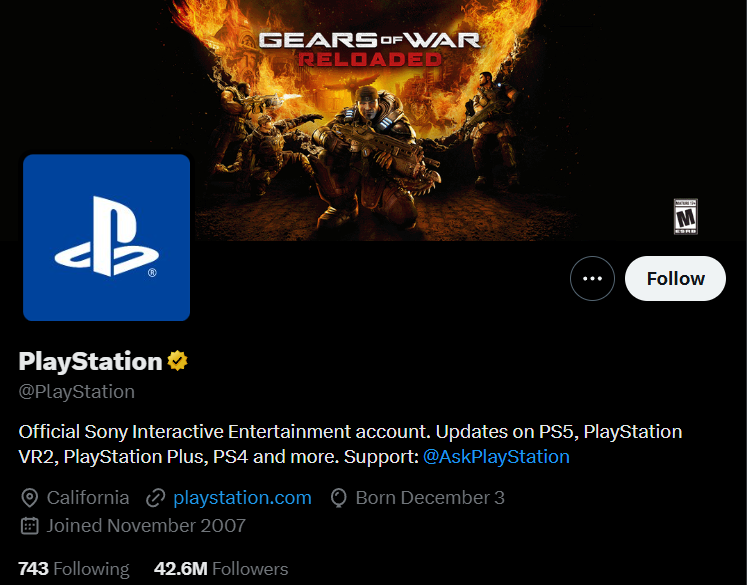 PlayStations twitter profile