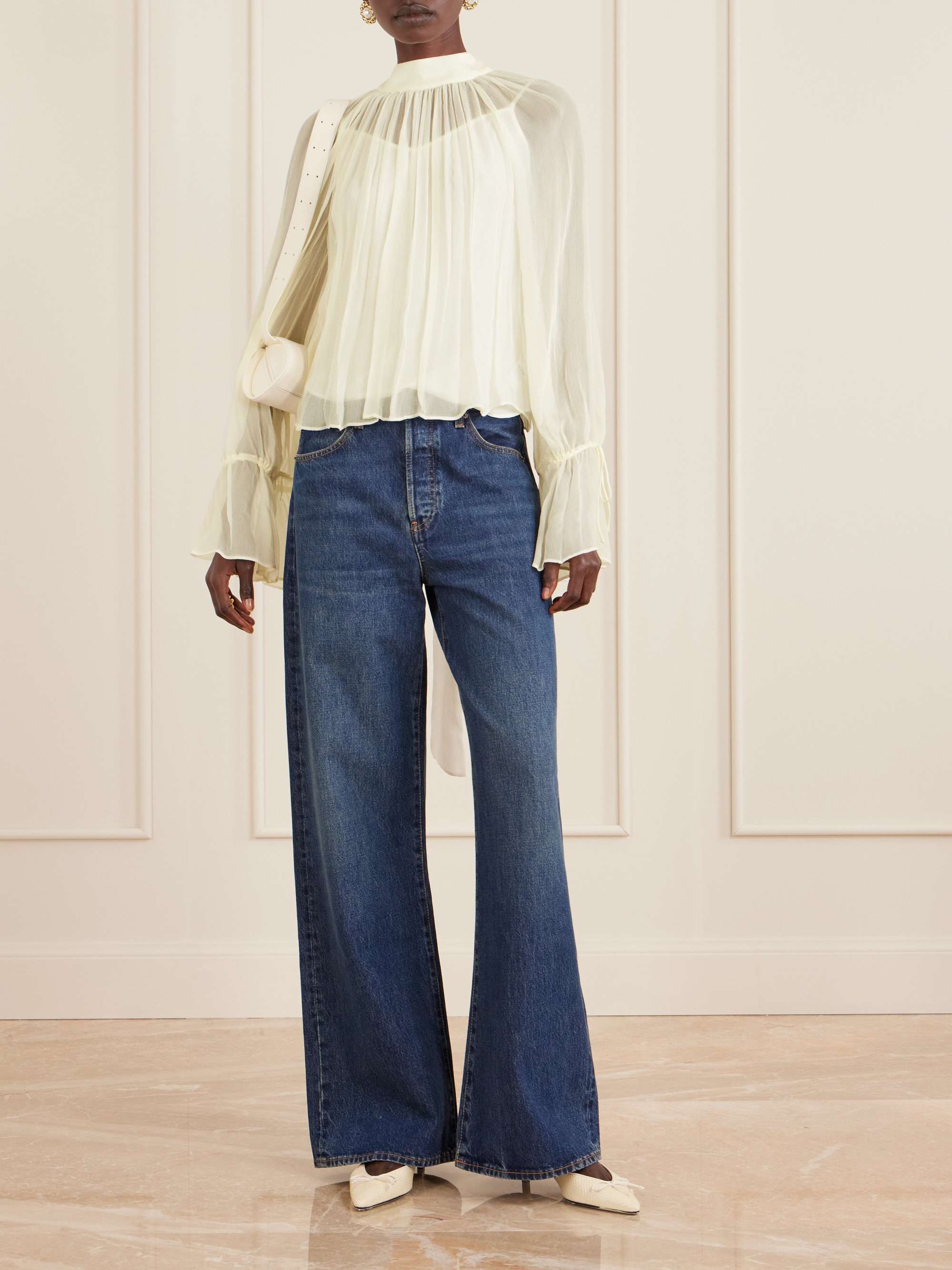 Roux Gathered Chiffon Blouse