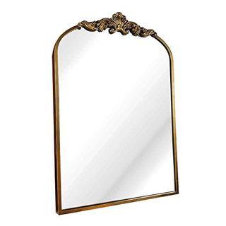 Wamirro Arched Mirror,gold Traditional Vintage Ornate Baroque Mirror,antique Brass Mirror,wall Mounted Mirrors for Entryway/fireplace/living Room/hallway/bathroom.36“x24”gold