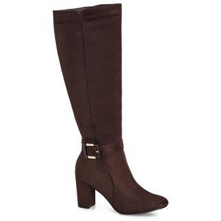 wide fit chocolate brown heeled boots