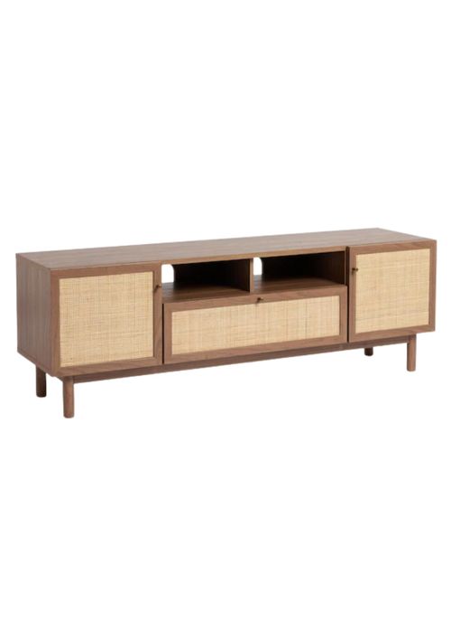 Made.com | Dark Oak Effect Pavia Rattan Media Console