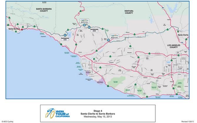 2013 Amgen Tour of California - Stage 4 map