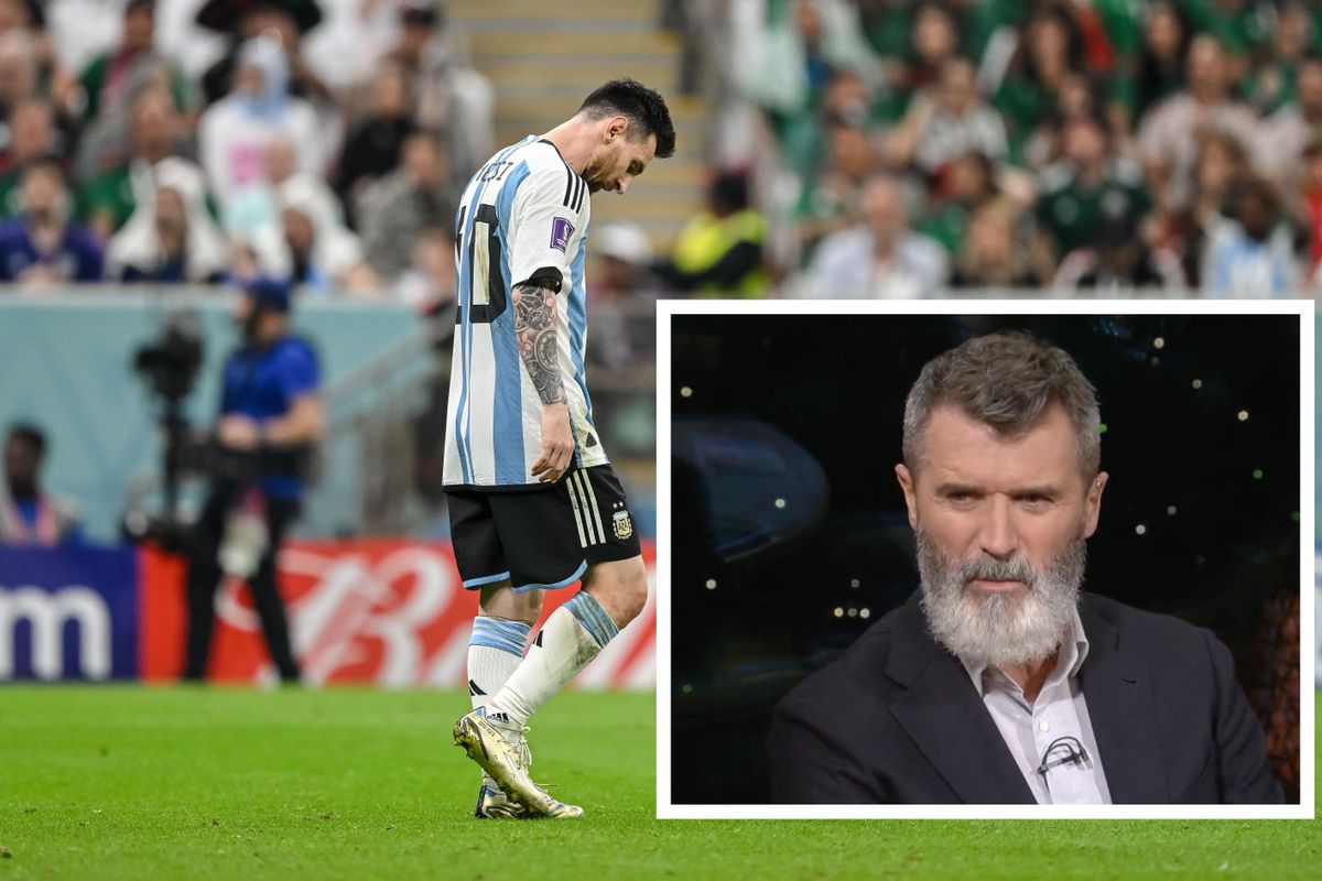 Lionel Messi of Argentina and Roy Keane