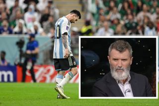 Lionel Messi of Argentina and Roy Keane