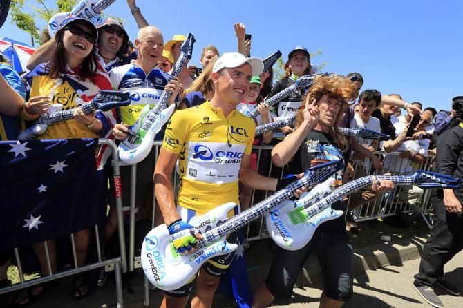 Neil Stephens and Simon Gerrans (Orica - GreenEdge) groove on