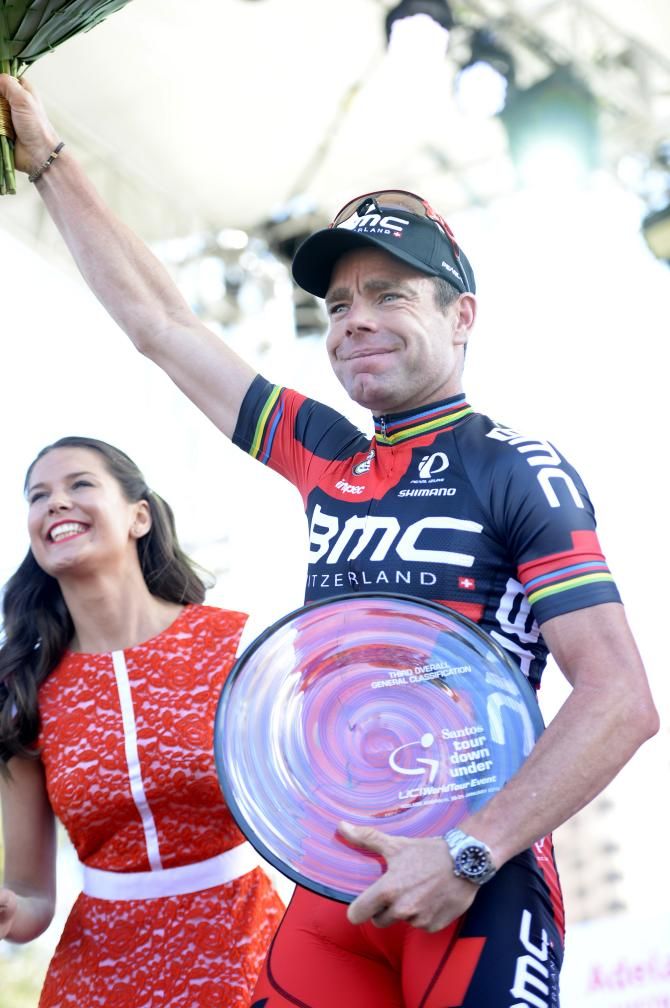 Cadel Evans (BMC) finished third at his final WorldTour stage race