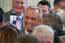 Robert Kennedy Jr. smiles at the state celebration with Irish Taoiseach Micheal Martin At The White House on March 12, 2025. (Photo by Kayla Bartkowski/Getty Images)