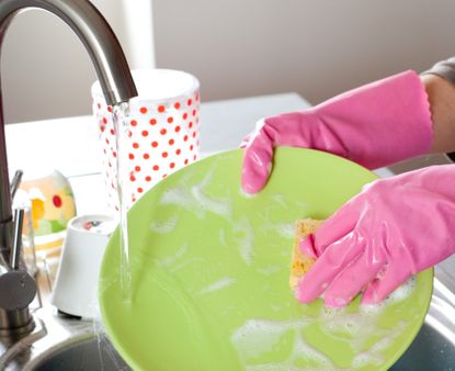 dishes being cleaned