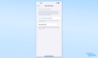 iPhone settings for Apple Advertising