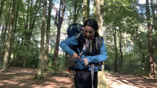 Staff writer Julia Clarke wearing the The North Face Mountain Athletics Women’s 1/4 Quarter zip fleece while backpacking