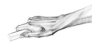 How to draw hands: a sketch of bones on the back of the hand