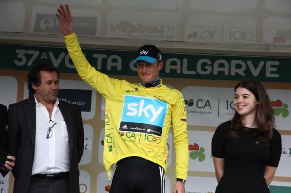Team Sky's Stephen Cummings on the podium.