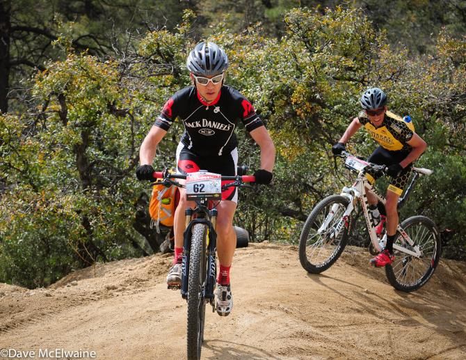 Riders making their way to the top of the highest ridge