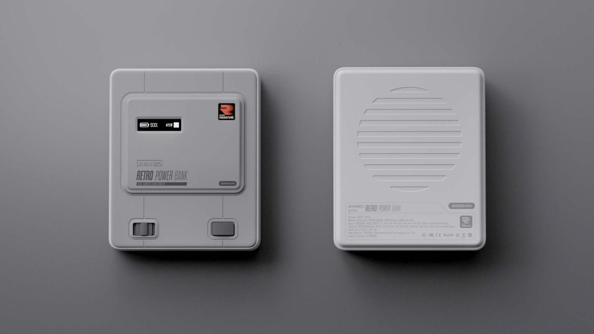 AYANEO Retro Power Bank front and back.
