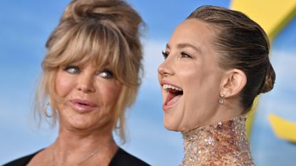 Goldie Hawn and Kate Hudson attend the Premiere of "Glass Onion: A Knives Out Mystery" at Academy Museum of Motion Pictures on November 14, 2022 in Los Angeles, California.